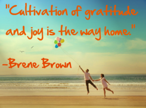 Cultivation of gratitude and joy is the way home. Brene Brown
